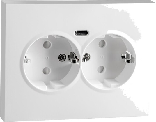 SG Dobbel Stikkontakt Innfelt m/USB-C 1,5 Hvit SG Dobbel Stikkontakt Innfelt m/USB-C 1,5 Hvit