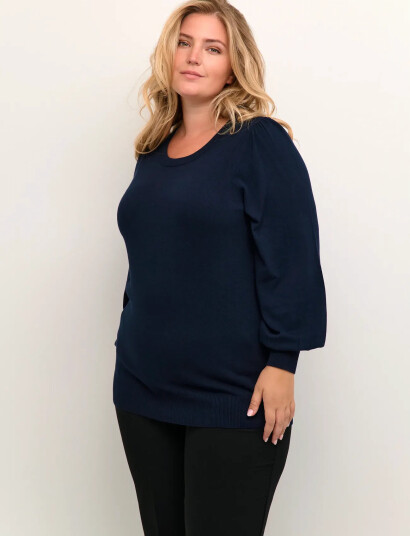 Kaffe Curve Kcmiana Plain Pullover - Navy - S