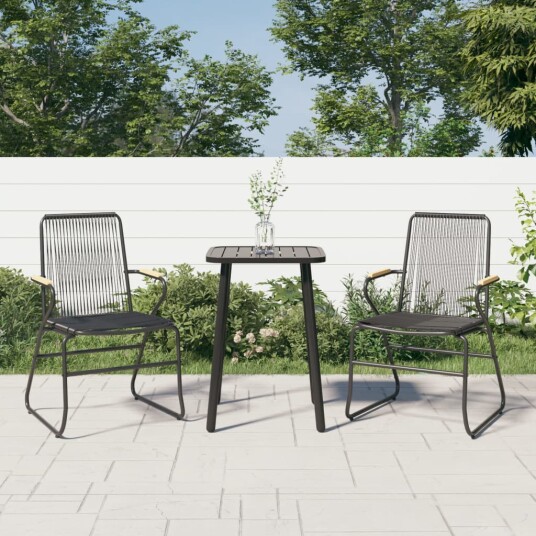 vidaXL Hagestoler 2 stk svart 58x59x85,5 cm PVC rotting vidaXL Hagestoler 2 stk svart 58x59x85,5 cm PVC rotting