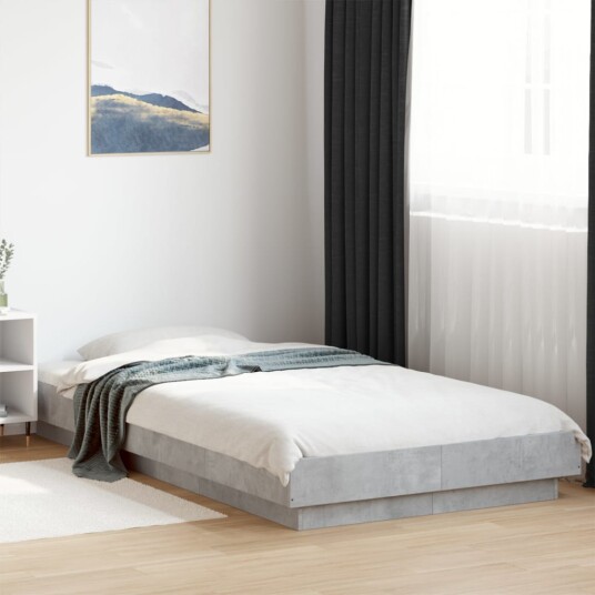  Sengeramme med LED-lys betonggrå 75x190 cm konstruert tre 8721102617959