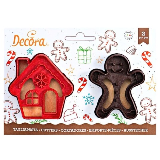 Decora Pepperkakeformer i Plast Mann Og Hus Sett/2 