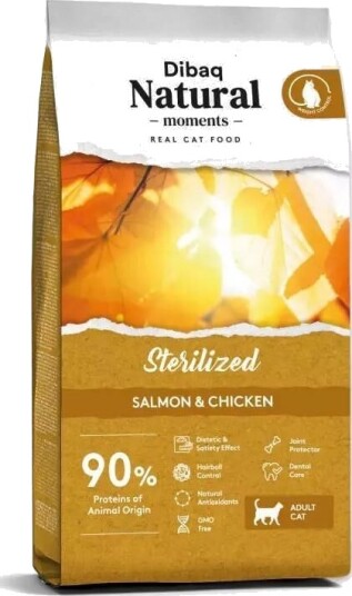 Dibaq Natural Moments Tørrfôr til Katt Steriliserte Laks og Kylling 2 kg
