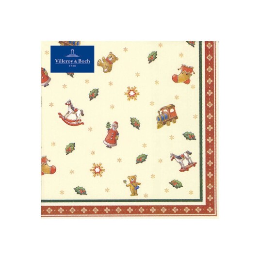 Villeroy & Boch Winter Specials Toys cocktail serviett spredte motiver, grønn / rød / gull, 20 stykker 25x25