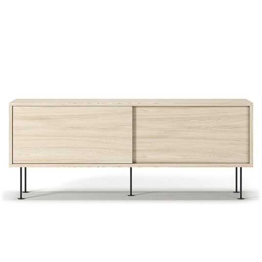 Decotique Vogue Mediabenk med Ben 136 cm White Pigmented Oak / Svart