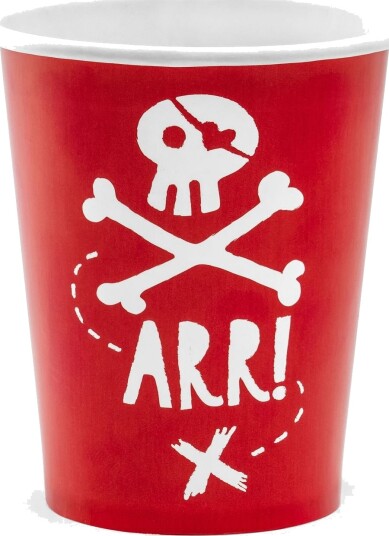 6 stk Sjørøver Pappkrus 220 ml Pirates Party