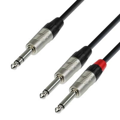 Y-delt kabel 6,3 mm stereokontakt til 2x 6,3 mm monokontakt