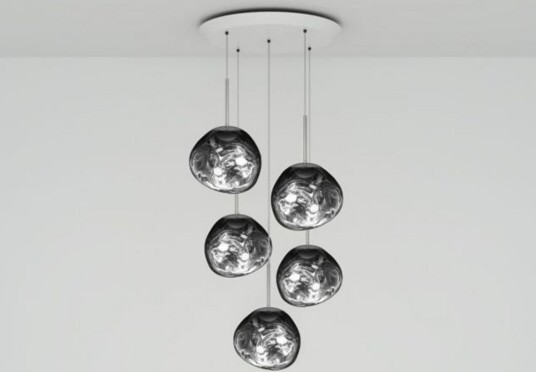 Melt Mini Round hengelampe krom Ø 73 cm 5 lyskilder   Tom Dixon   Stue   Design   Plast   Med flere lyskilder