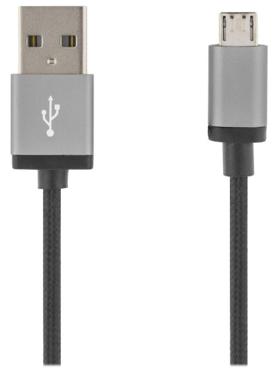 Deltaco 2m USB-kabel Micro-USB type B, Svart, USB 2.0