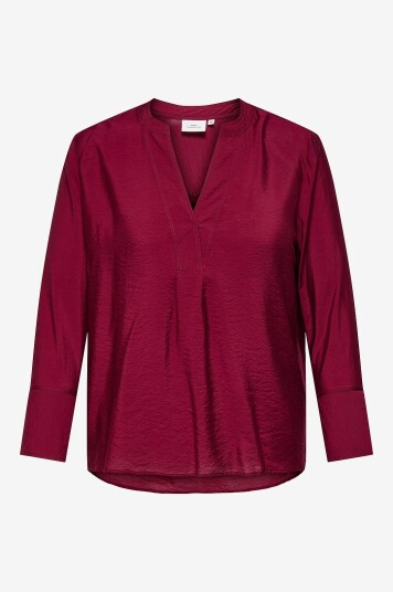 Only Carmakoma Bluse carAnjana V neck LS Rød