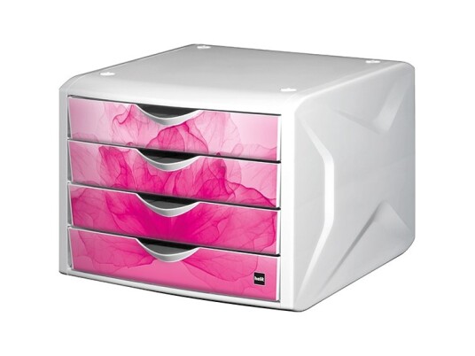 Helit H6129626 4 Skuffer Plastikk Rosa Hvit 1 Stykker 262 Mm 330 Mm