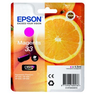 Epson Epson 33 Blekkpatron magenta T3343 Epson Epson 33 Blekkpatron magenta T3343