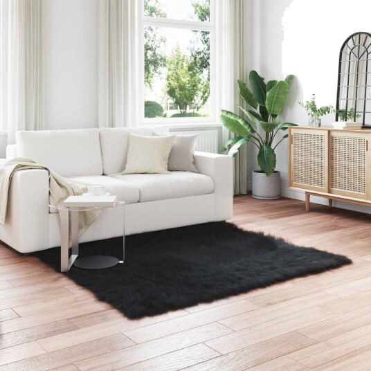 Faux Skinnmatte Tafalla Svart 160 x 160 cm Polyester