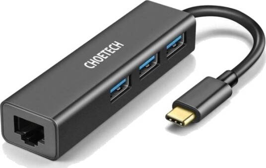 Adapter Choetech Usb Type-C - 1X Rj-45, 3X Usb Type-A Adapter Choetech Usb Type-C - 1X Rj-45, 3X Usb Type-A