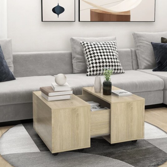 vidaXL Salongbord sonoma eik 60x60x38 cm sponplate