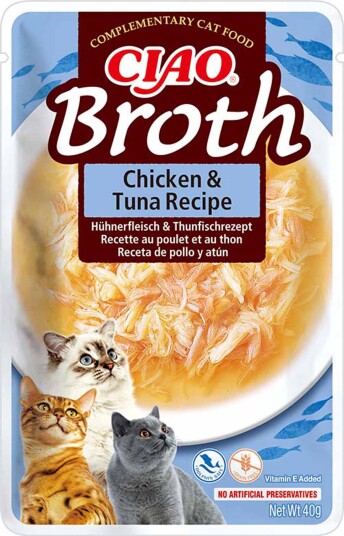 Chicken Broth With Chicken & Tuna 40G Katt Kattefôr Våtfôr Churu