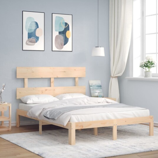 vidaXL Sengeramme med hodegavl 140x190 cm heltre 8720845986810