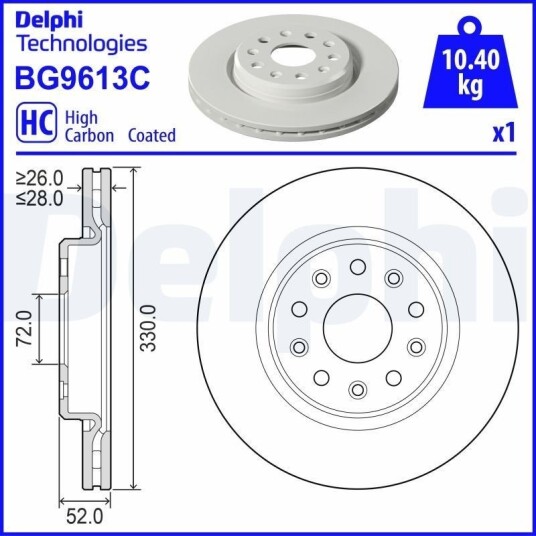 DELPHI BG9613C Bremseskive