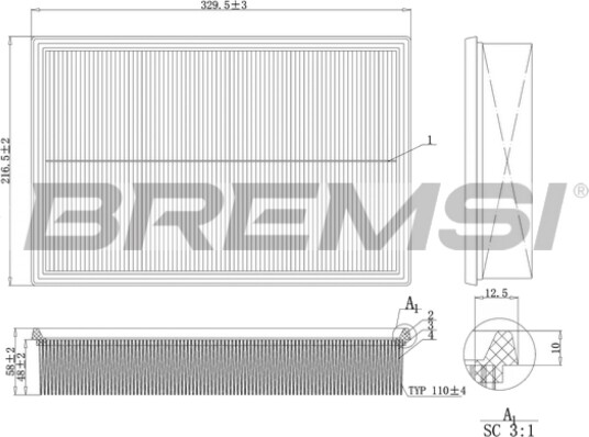 Luftfilter BREMSI FA1161 Luftfilter BREMSI FA1161