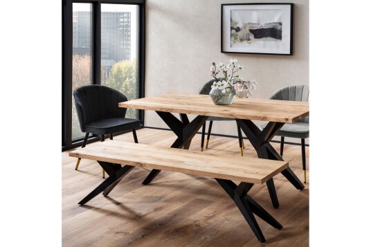 Spisestuebenk Wohnling massivt tre moderne loftstil med metallben 120 cm 120 cm Spisestuebenk Wohnling massivt tre moderne loftstil med metallben 120 cm 120 cm