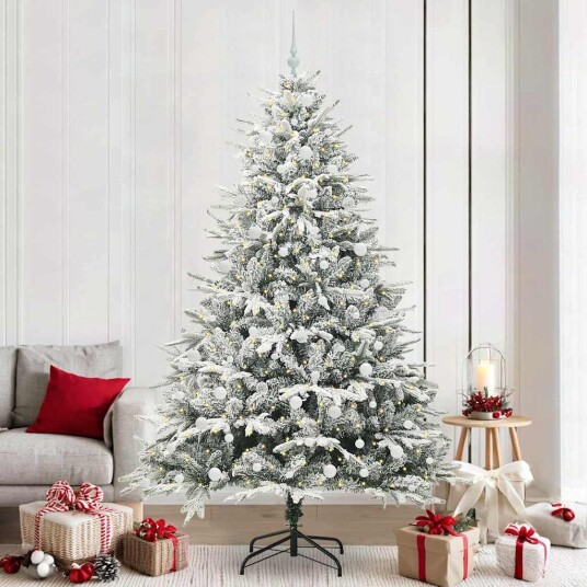 Kunstig forhåndsbelyst juletre med kule sett grønn 240 cm Kunstig forhåndsbelyst juletre med kule sett grønn 240 cm