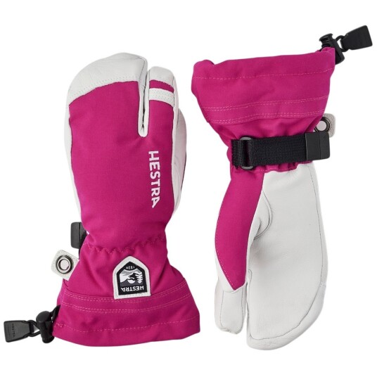 Hestra Votter Og Hansker Hestra Army Leather Heli Ski 3 finger Skihansker Junior Fuchsia 5