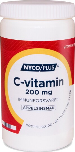 Nycoplus C vitamin 200 mg Appelsin 80 tyggetabletter Nycoplus C vitamin 200 mg Appelsin 80 tyggetabletter
