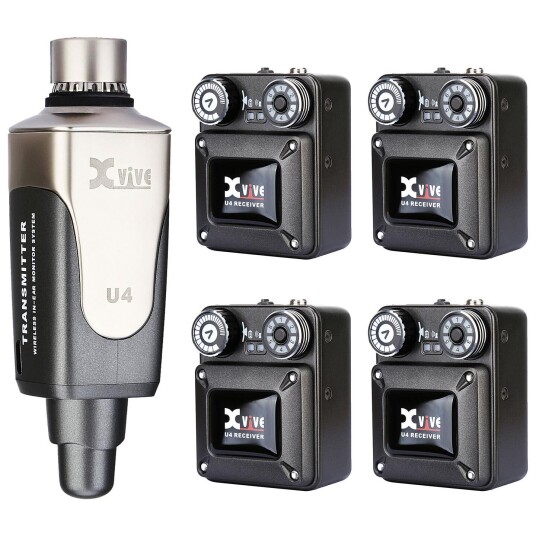 Xvive U4r4 In-Ear Monitorsystem Mono, 4 Mottakere Uten Øreplugger Xvive U4r4 In-Ear Monitorsystem Mono, 4 Mottakere Uten Øreplugger