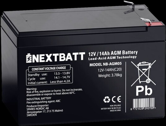 Nextbatt AGM-batteri 12v 14ah – 151x98x95 mm