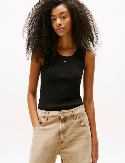 Tommy Jeans Tjw Essential Rib Tank Ext Black L Tommy Jeans Tjw Essential Rib Tank Ext Black L