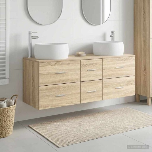 vidaXL Baderomsinnredningssett 3 stk. Sonoma eik 49,5 x 44,5 x 66 cm vidaXL Baderomsinnredningssett 3 stk. Sonoma eik 49,5 x 44,5 x 66 cm