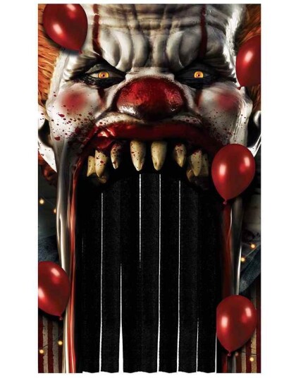 Horror Klovn Dørdekorasjon med Dørgardin 145x240 cm