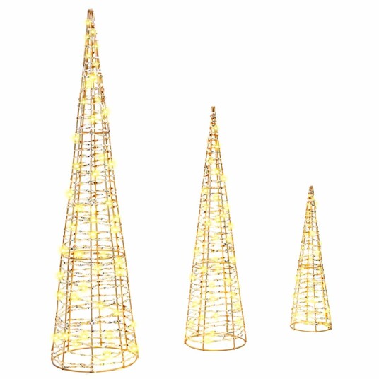  Juletre med 90 LED 3 pcs Varmhvit 20 x 20 x 80 cm PET