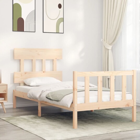 vidaXL Sengeramme med hodegavl 100x200 cm heltre 8720845984960