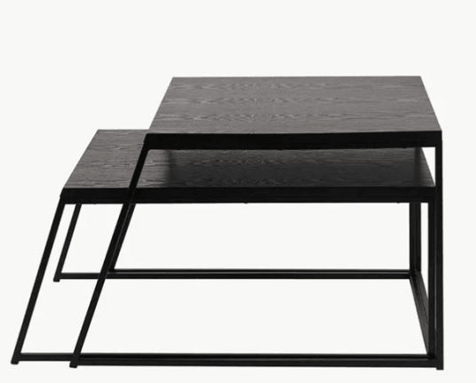 Trend Collection Salongbordsett Svart Metall/Eikefiner S/2