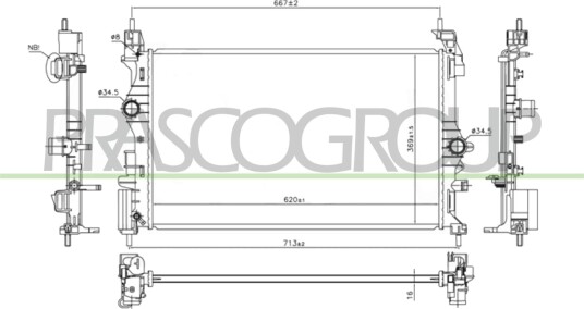 PRASCO OP036R003 Radiator motorkjøling