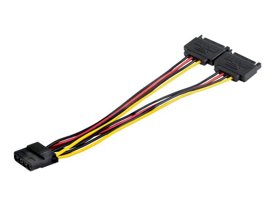 StarTech Dual SATA to LP4 Power Doubler Cable Adapter, 2 SATA to 4 Pin LP4 Internal PC Peripheral Power Supply Connector, SATA Y Cable, Male/Female,