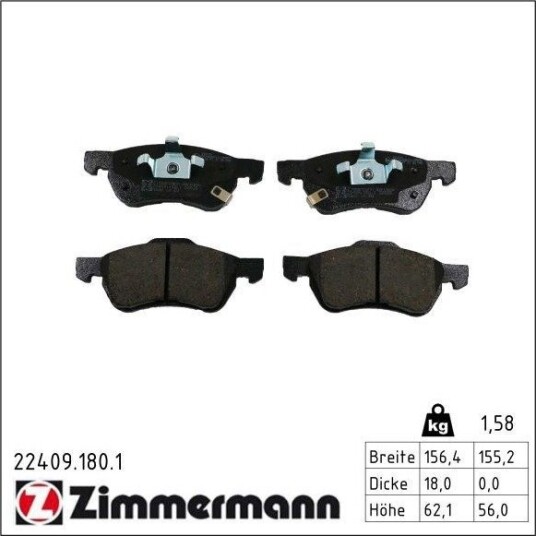 Bremseklosser ZIMMERMANN 22409.180.1