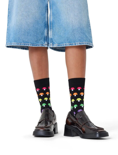 Happy Socks Mushroom Stripe Sock - Black - 41-46