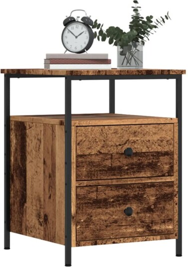 Nattbord 2 stk gammelt tre 44x45x60 cm konstruert tre 8721158444967