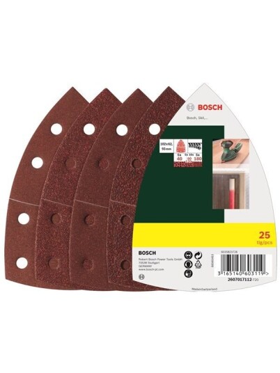 Bosch 25-delers slipepapirsett for multisliper, grovkorn 40-180, 62x102 mm