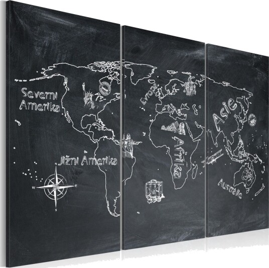 Bilde Geografitime Tsjekkisk Språk Triptyk 120x80 Artgeist sp. z o. o.