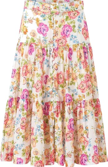 byTimo Skjørt Cotton Slub Midi Skirt Flerfarget