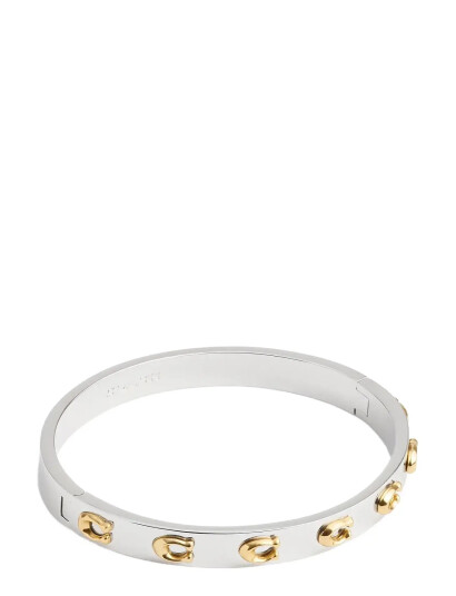 COACH ACCESSORIES Coach Signature C Hinged Bangle Bracelet |Silver |One Size COACH ACCESSORIES Coach Signature C Hinged Bangle Bracelet |Silver |One Size