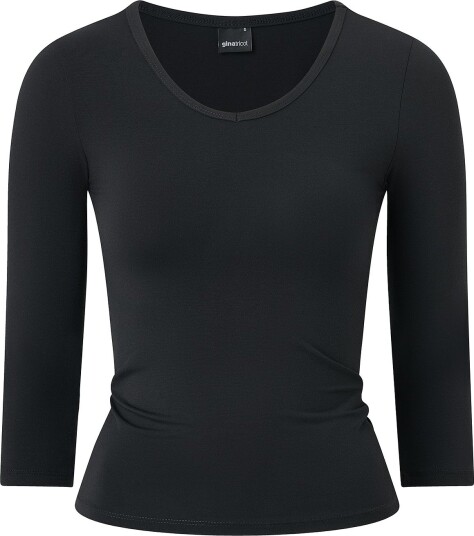 Gina Tricot - Topp V-neck quarter sleeve top - Svart Gina Tricot - Topp V-neck quarter sleeve top - Svart