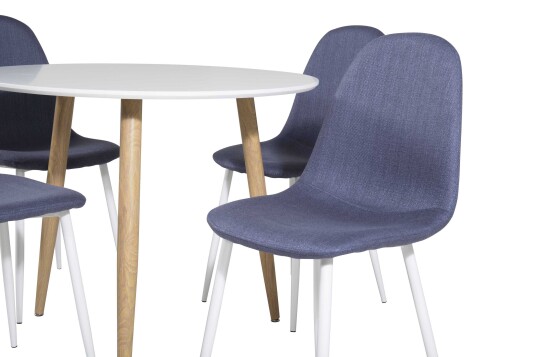 Venture Design Polar & Polar spisegruppe Hvit/blå 4 st stoler & bord 90 cm