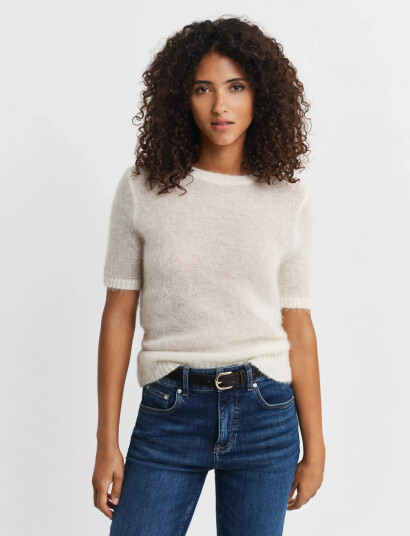 GANT Mohair Blend Ss C-Neck - Cream - XS