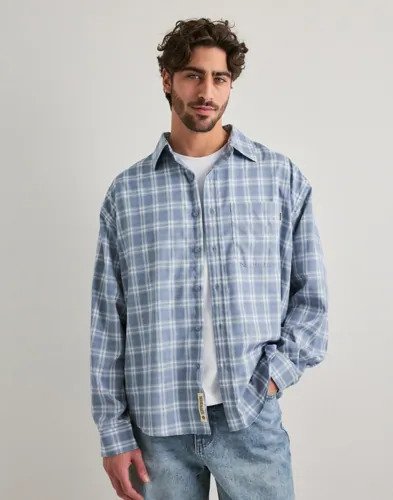 Woodbird Wbjong Dobby Check Shirt Skjorter Blå