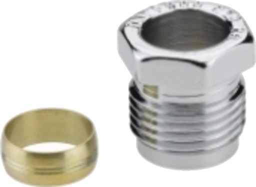 10 stk Klemring. G1/2"A, Ø15 mm, krom+Cu