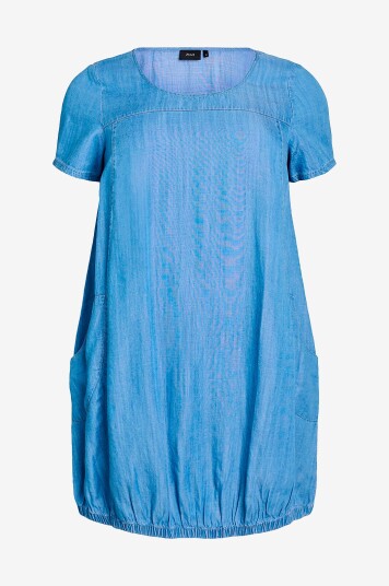 Zizzi Denimkjole jTulle S/S Abk Blå Zizzi Denimkjole jTulle S/S Abk Blå