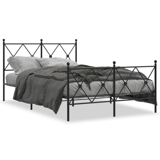  Sengeramme i metall med hode- og fotgavl svart 120x200 cm 8721012374027